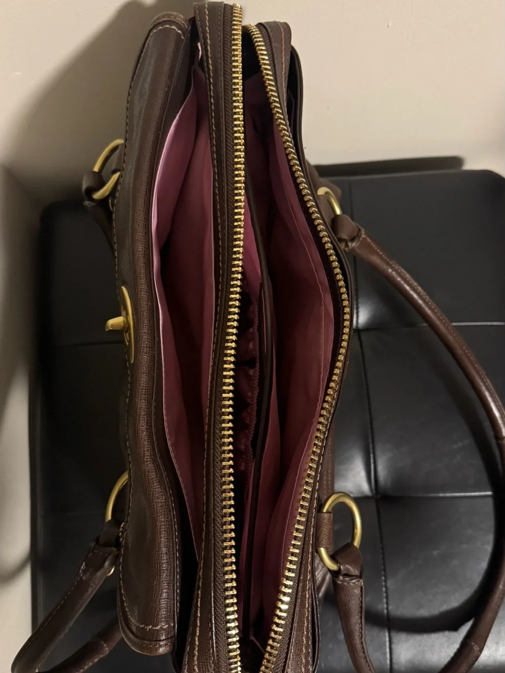 Coach Addison Textured Brown Spectator Leather Shoulder Bag